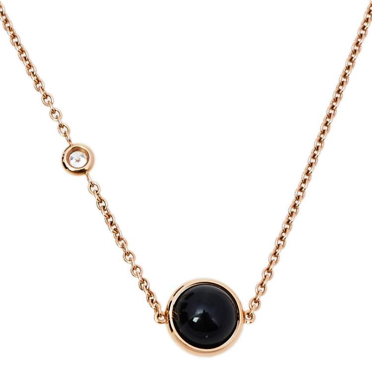 Pre Owned Piaget Possession Onyx & Diamond 18K Rose Gold Necklace