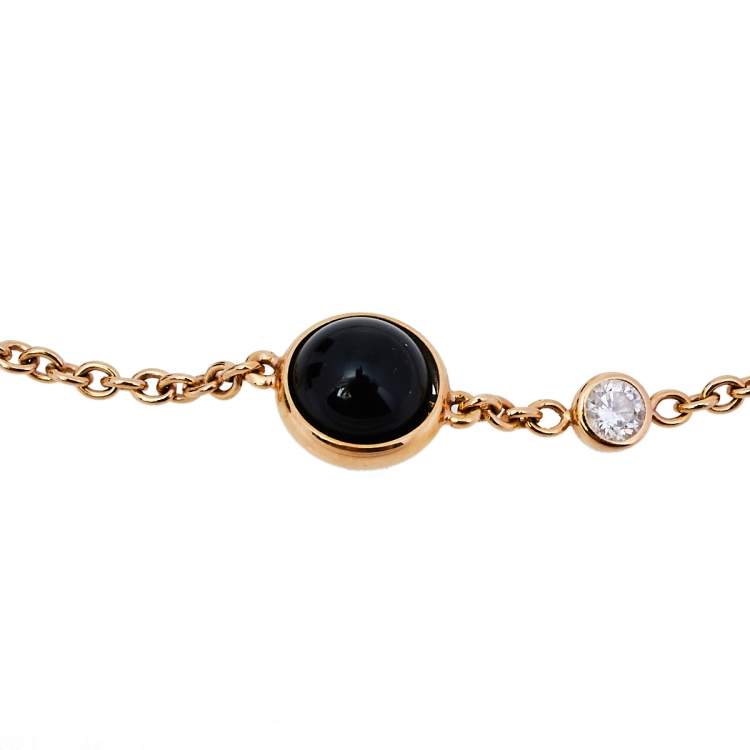 Pre Owned Piaget Possession Onyx & Diamond 18K Rose Gold Bracelet