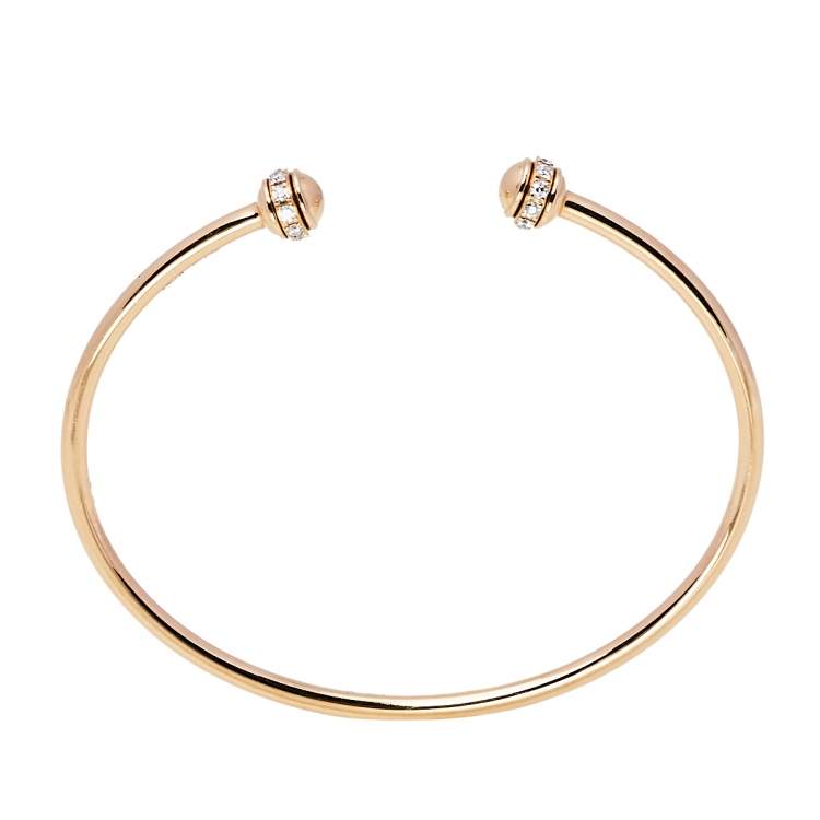 Pre Owned Piaget Possession 18K Rose Gold & Diamonds Open Cuff Bracelet 