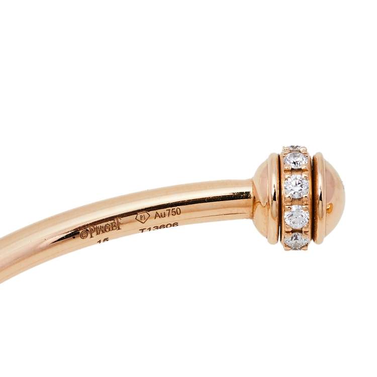 Pre Owned Piaget Possession 18K Rose Gold & Diamonds Open Cuff Bracelet 