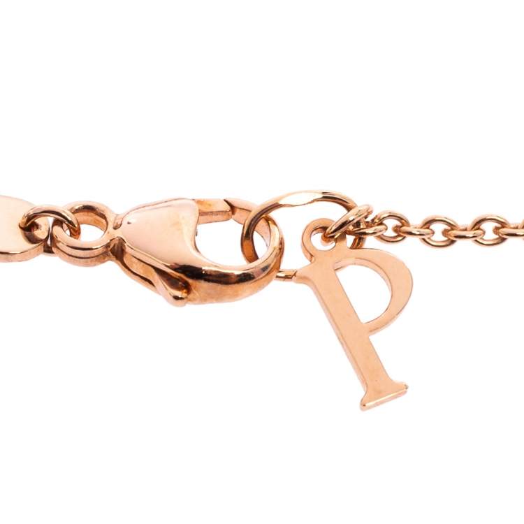 Pre Owned Piaget Possession Malachite Diamond 18K Rose Gold Charm Bracelet 