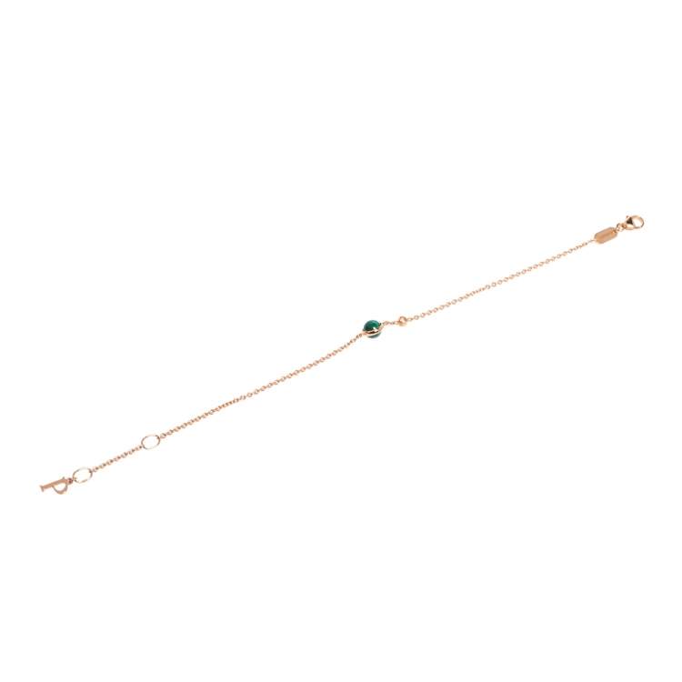 Pre Owned Piaget Possession Malachite Diamond 18K Rose Gold Charm Bracelet 