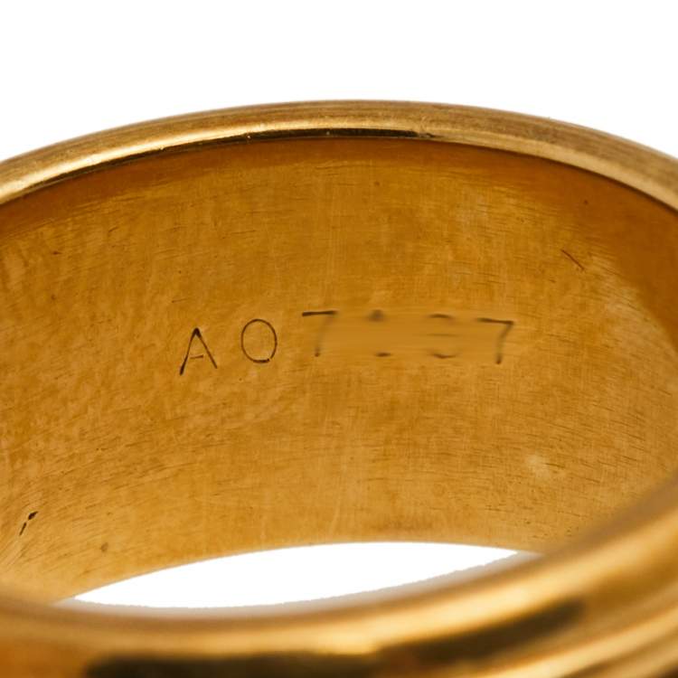 Pre Owned Piaget Multi Gemstone 18k Yellow Gold Rolling Ring Size 52