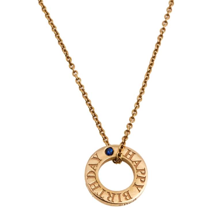 Pre Owned Piaget Possession Happy Birthday Diamond Sapphire 18k Rose Gold Pendant Necklace 