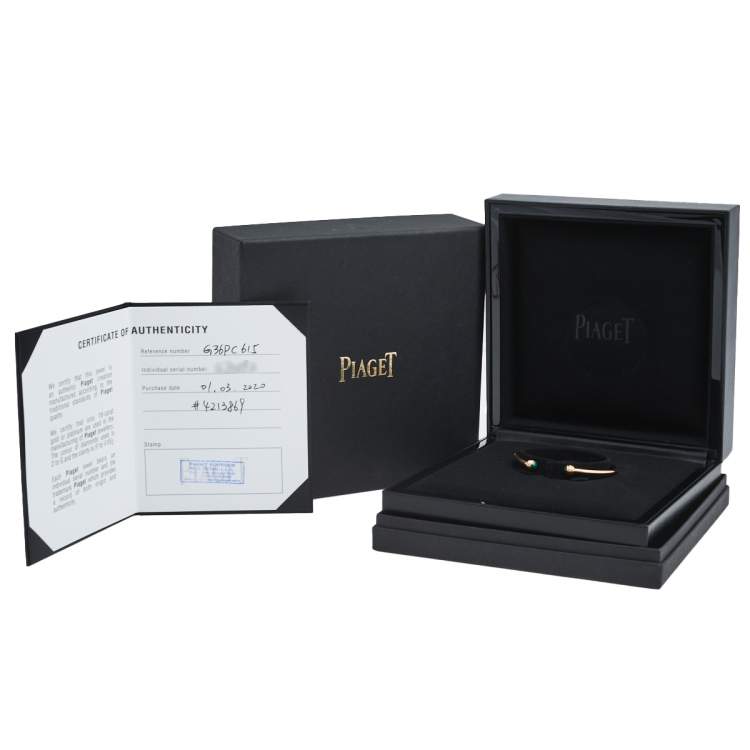 Pre Owned Piaget Possession Malachite 18K Rose Gold Open Cuff Bracelet 15 