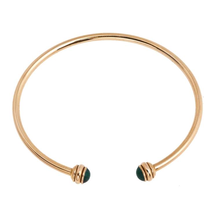 Pre Owned Piaget Possession Malachite 18K Rose Gold Open Cuff Bracelet 15 