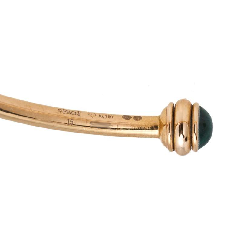 Pre Owned Piaget Possession Malachite 18K Rose Gold Open Cuff Bracelet 15 