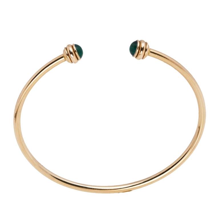 Pre Owned Piaget Possession Malachite 18K Rose Gold Open Cuff Bracelet 15 