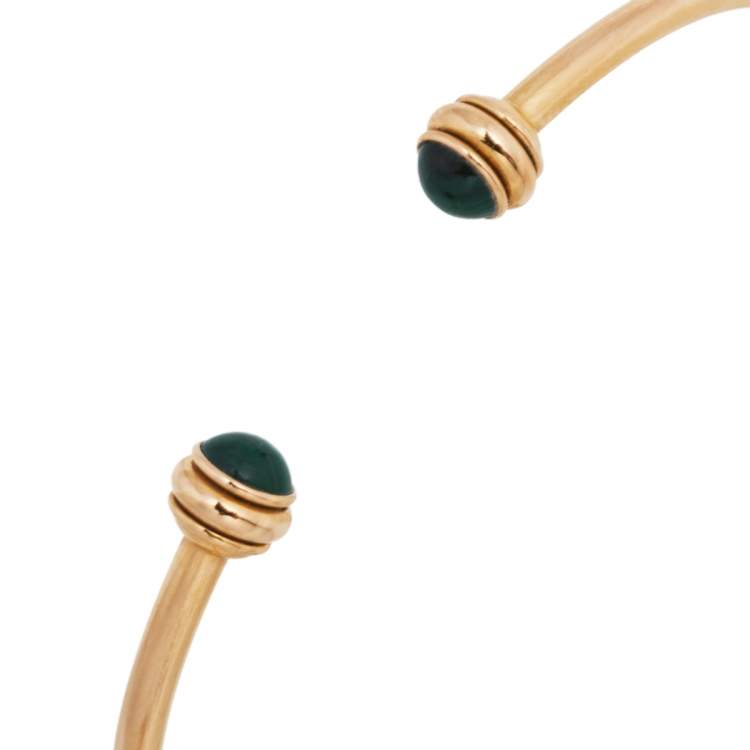 Pre Owned Piaget Possession Malachite 18K Rose Gold Open Cuff Bracelet 15 