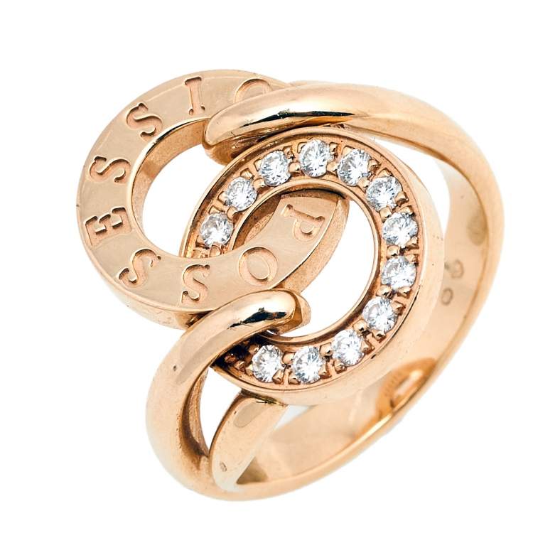 Pre Owned Piaget Possession Toi Moi Diamond 18K Rose Gold Ring Size 54