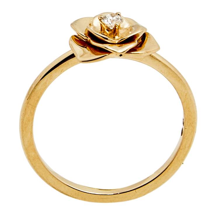 Pre Owned Piaget Rose Diamond 18k Rose Gold Ring Size 52
