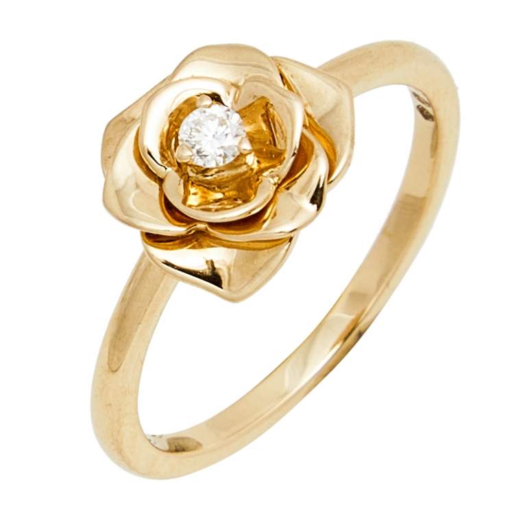 Pre Owned Piaget Rose Diamond 18k Rose Gold Ring Size 52