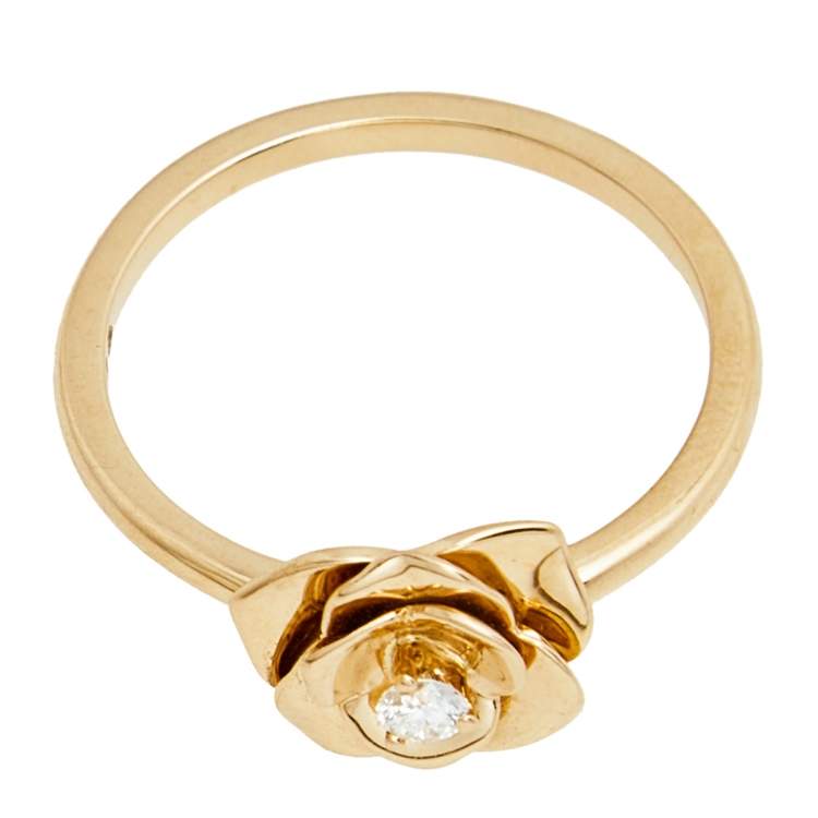 Pre Owned Piaget Rose Diamond 18k Rose Gold Ring Size 52
