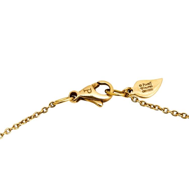 Pre Owned Piaget Rose Diamond Pink Opal 18k Yellow Gold Necklace