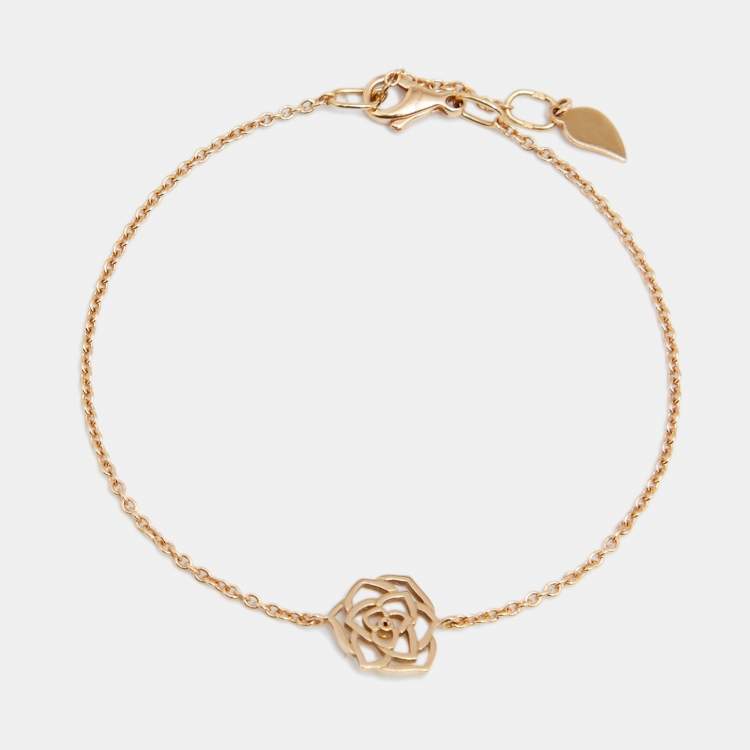 Pre Owned Piaget Rose Motif Diamond 18K Rose Gold Chain link Bracelet