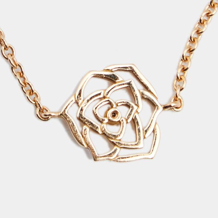 Pre Owned Piaget Rose Motif Diamond 18K Rose Gold Chain link Bracelet