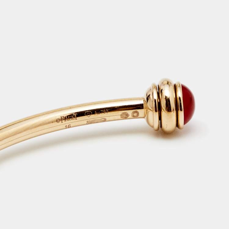 Pre Owned Piaget Possession Carnelian 18k Rose Gold Open Cuff Bracelet 16