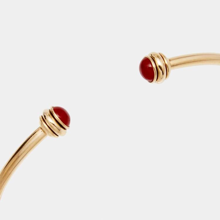 Pre Owned Piaget Possession Carnelian 18k Rose Gold Open Cuff Bracelet 16