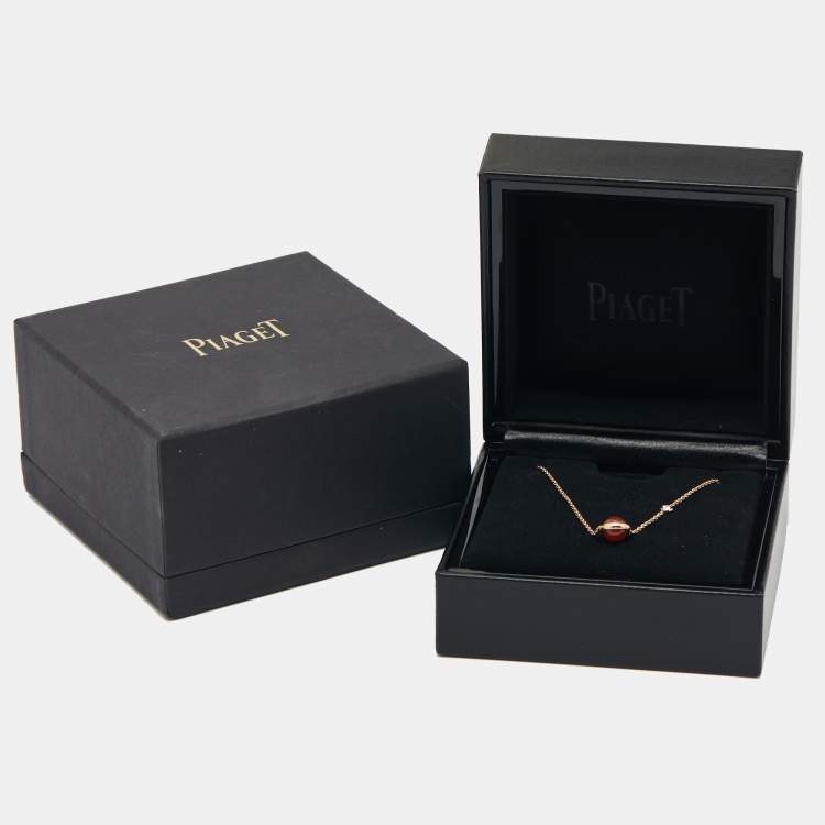 Pre Owned Piaget Possession Carnelian Diamond 18k Rose Gold Chain Necklace