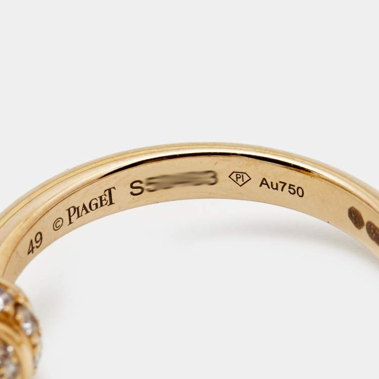 Pre Owned Piaget Possession Diamonds 18k Rose Gold Open Ring Size 49