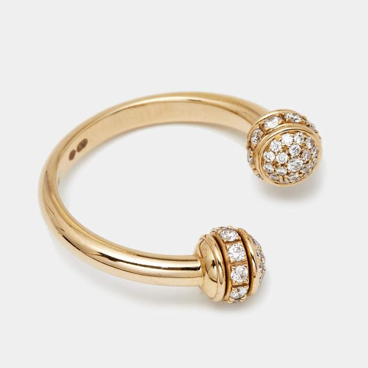 Pre Owned Piaget Possession Diamonds 18k Rose Gold Open Ring Size 49