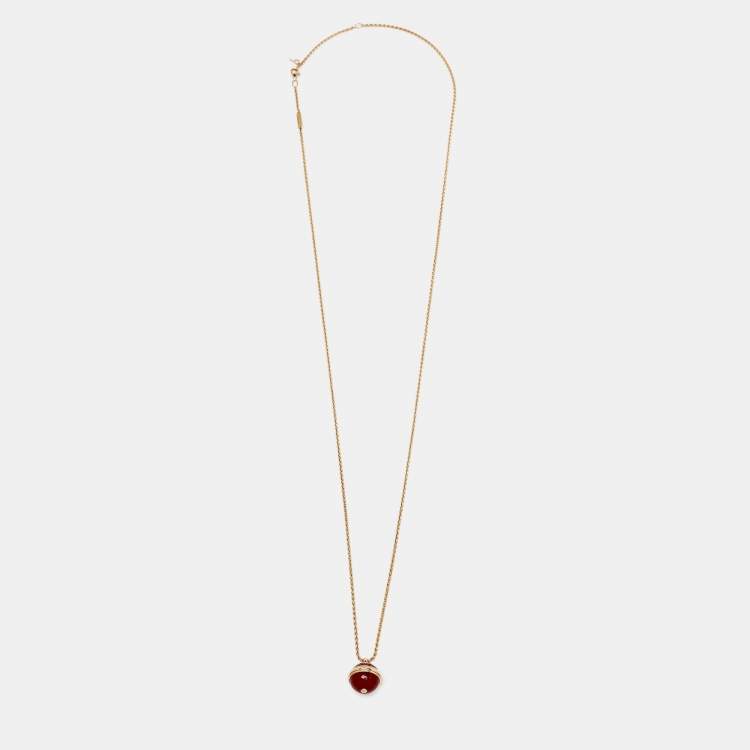 Pre Owned Piaget Possession Carnelian Diamond 18k Rose Gold Pendant Necklace
