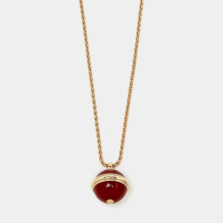 Pre Owned Piaget Possession Carnelian Diamond 18k Rose Gold Pendant Necklace