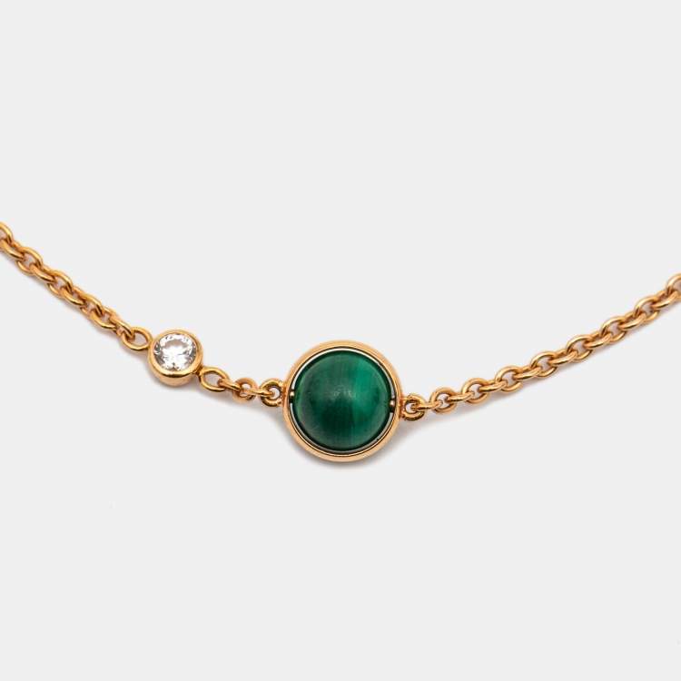 Pre Owned Piaget Possession Malachite Diamond 18K Rose Gold Bracelet