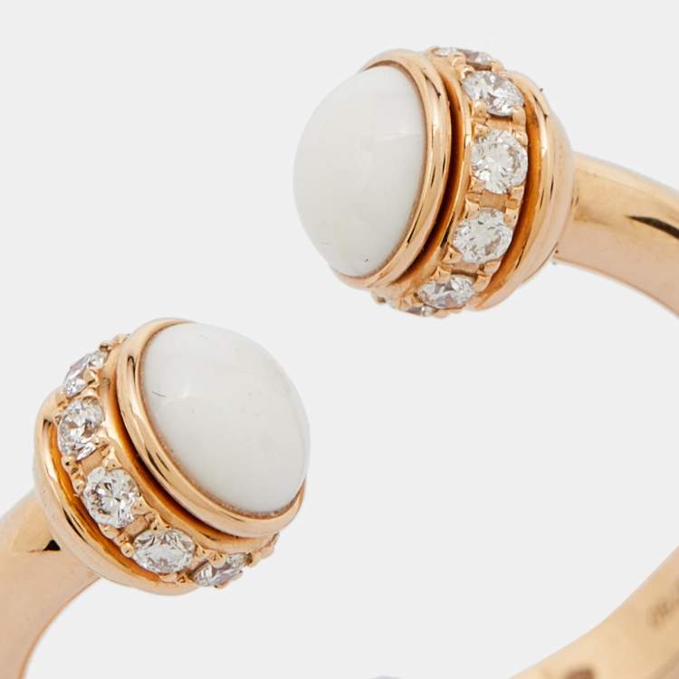 Pre Owned Piaget Possession Chalcedony Diamonds 18k Rose Gold Ring Size 52
