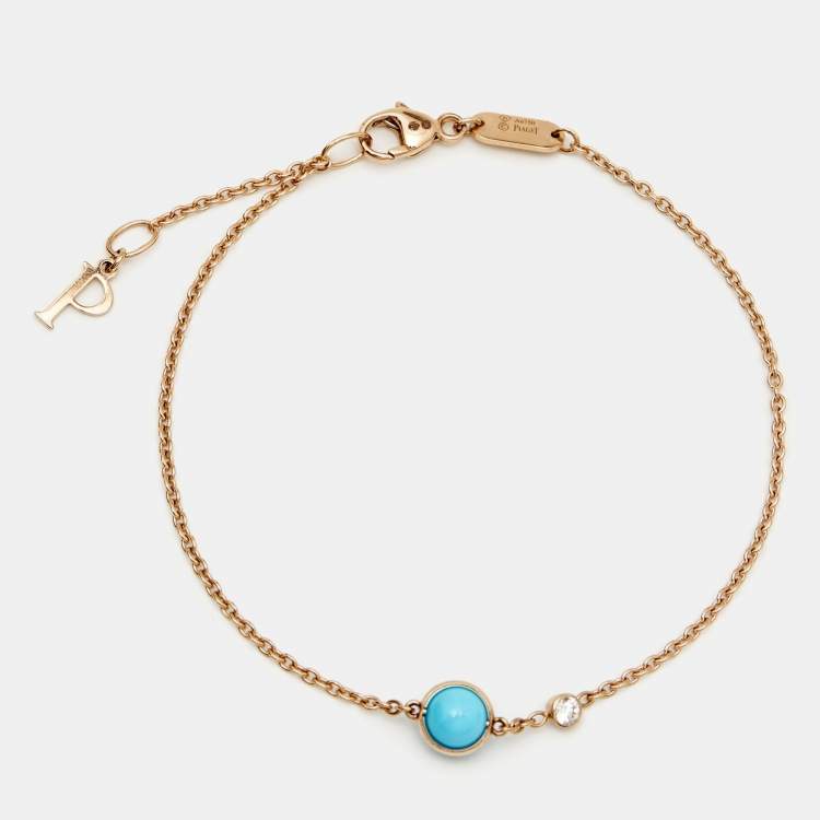 Pre Owned Piaget Possession Diamond Turquoise 18k Rose Gold Bracelet