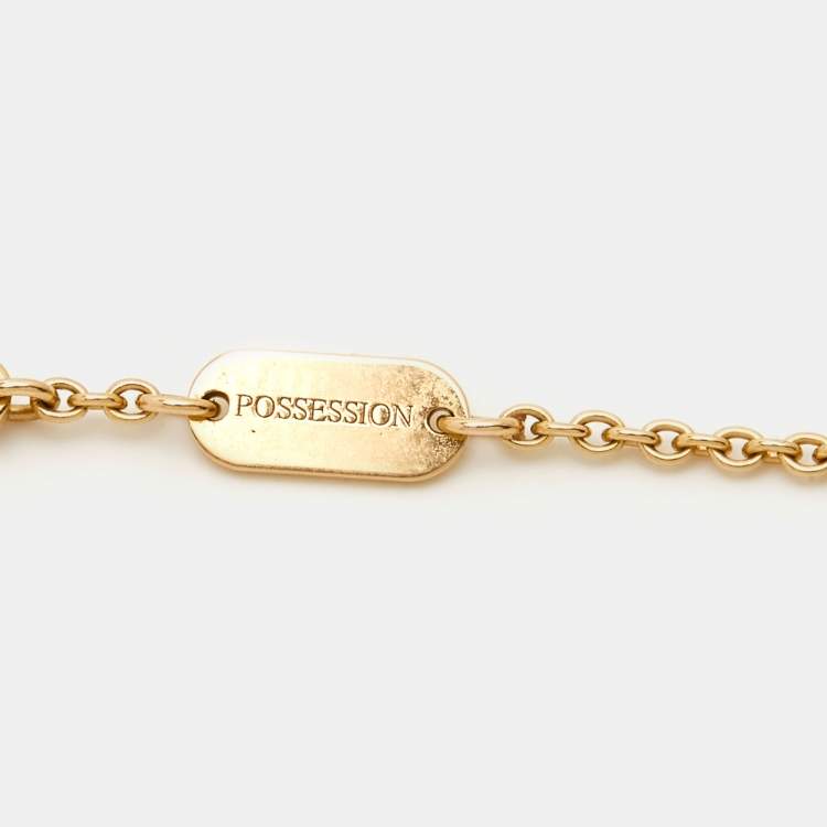 Pre Owned Piaget Possession Malachite Diamond 18k Rose Gold Chain Necklace