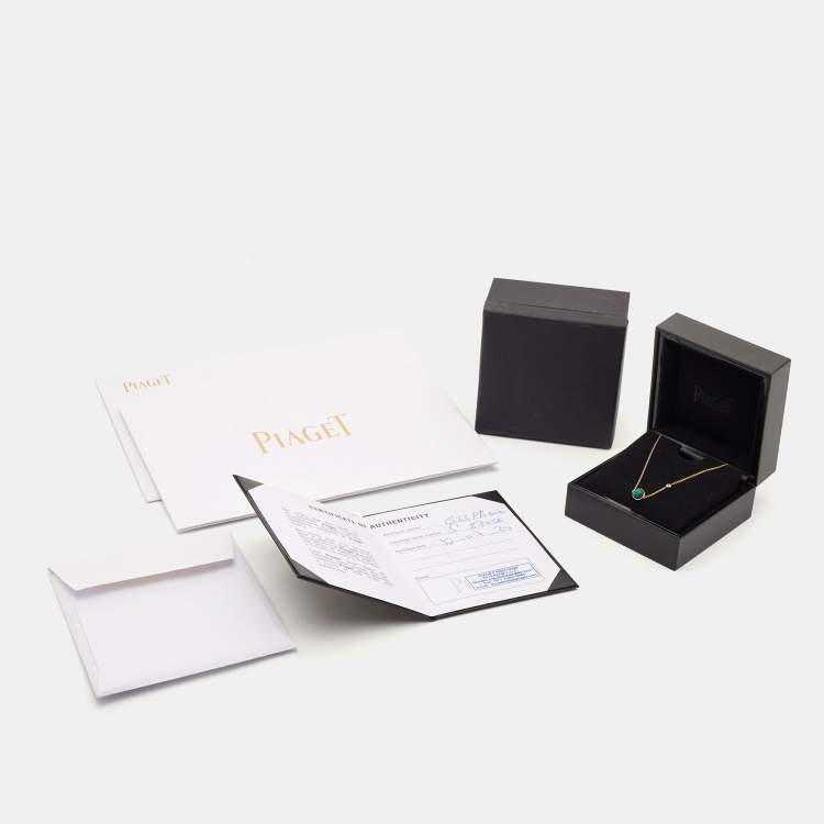 Pre Owned Piaget Possession Malachite Diamond 18k Rose Gold Chain Necklace