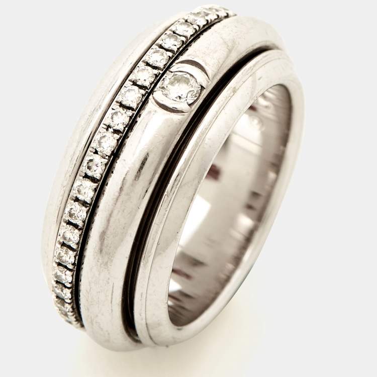 Pre Owned Piaget Possession Diamond 18k White Gold Ring Size 48