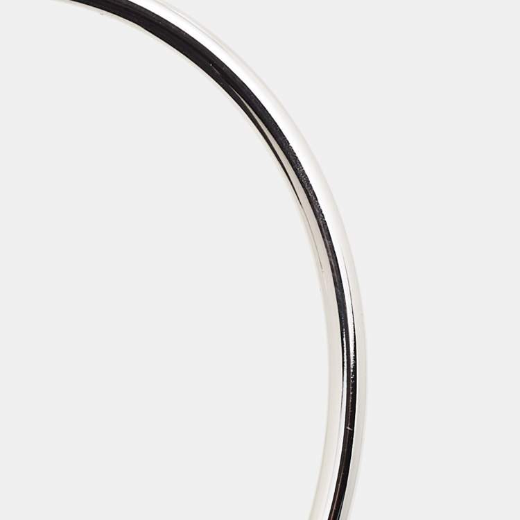 Pre Owned Piaget Possession Diamond 18k White Gold Open Bangle Thin Bracelet 15