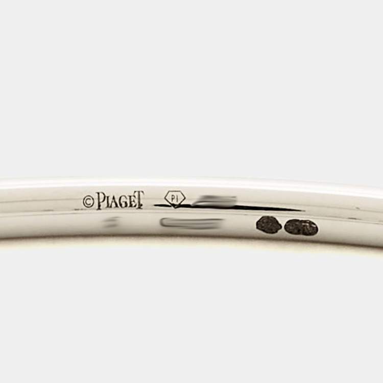 Pre Owned Piaget Possession Diamond 18k White Gold Open Bangle Thin Bracelet 15