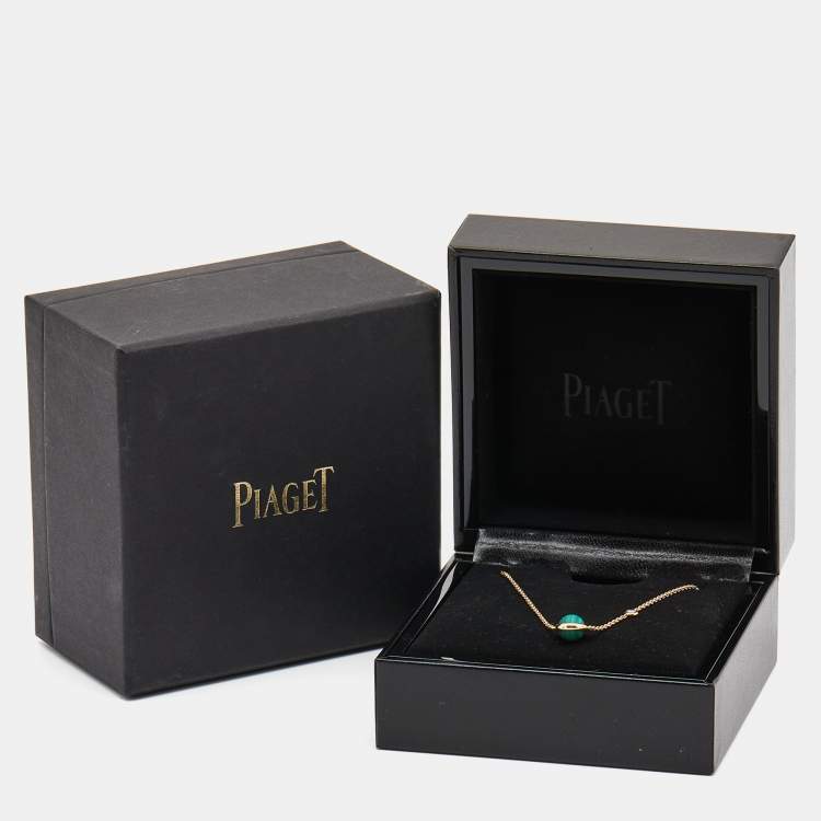 Pre Owned Piaget Possession Malachite Diamond 18k Rose Gold Necklace