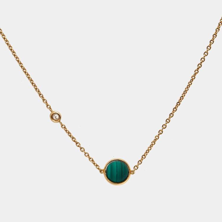 Pre Owned Piaget Possession Malachite Diamond 18k Rose Gold Necklace