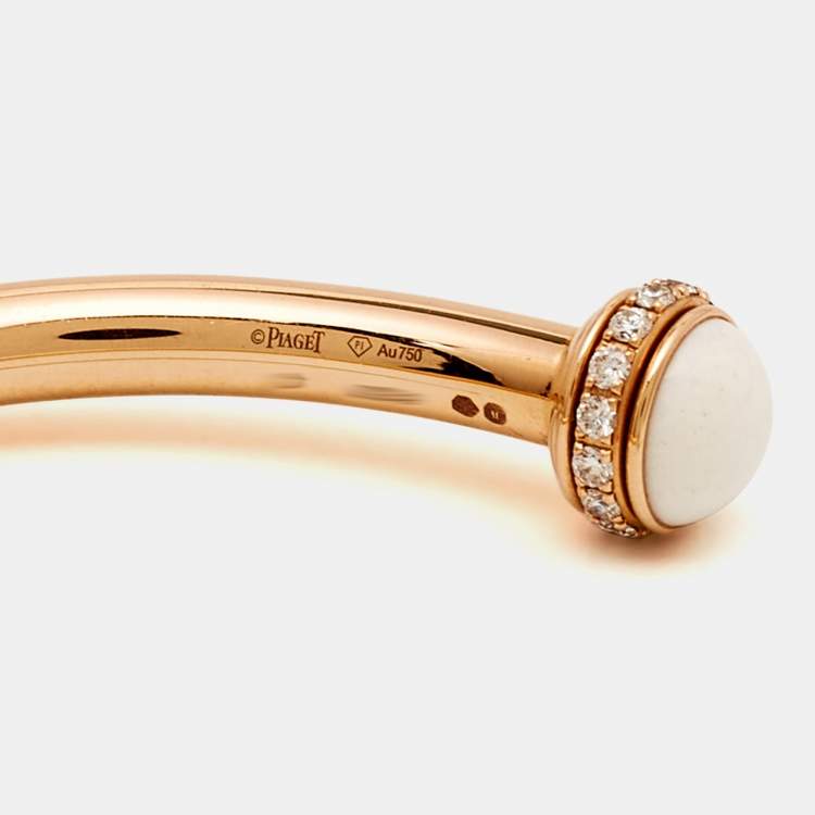 Pre Owned Piaget Possession White Chalcedony Diamonds 18k Rose Gold Bracelet 15