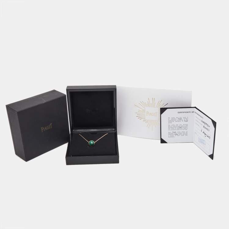 Pre Owned Piaget Possession Malachite Diamond 18k Rose Gold Necklace