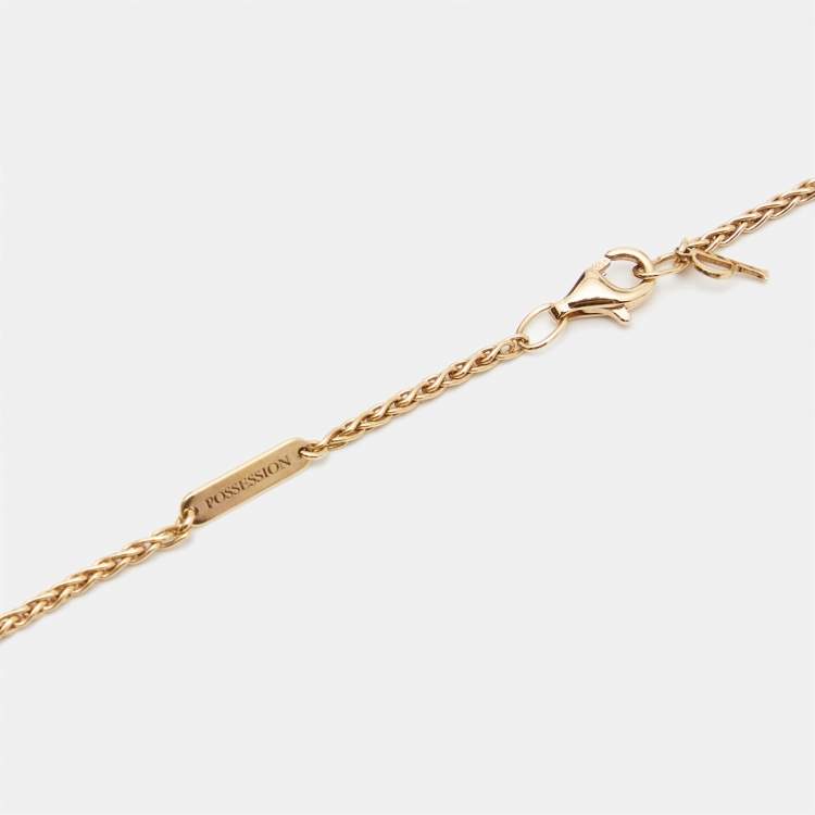Pre Owned Piaget Possession Malachite Diamond 18k Rose Gold Necklace
