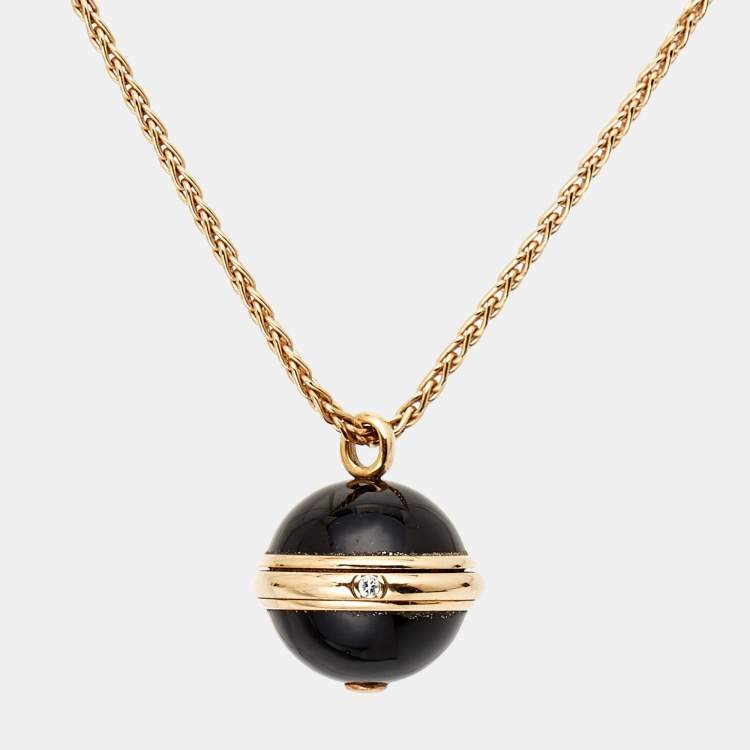 Pre Owned Piaget Possession Onyx Diamond 18k Rose Gold Long Necklace