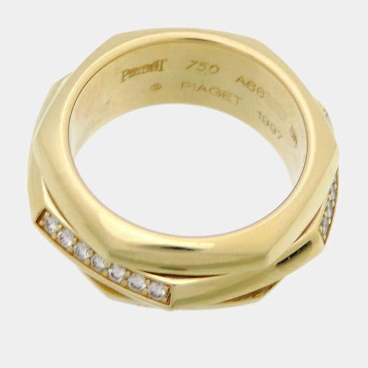 Pre Owned Piaget 18K Yellow Gold and Diamond Possession Band Ring  EU 58 