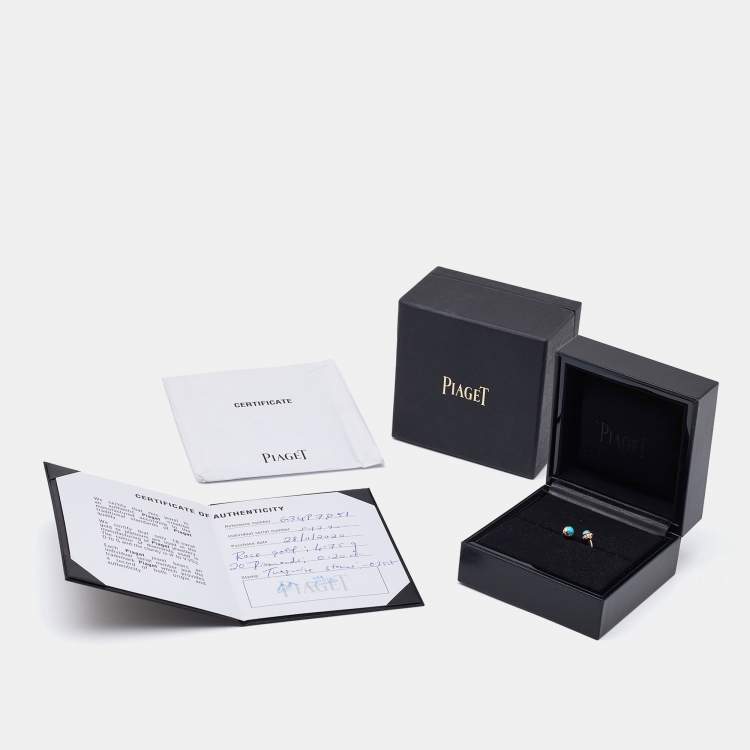 Pre Owned Piaget Possession Turquoise Diamond 18k Rose Gold Ring Size 51