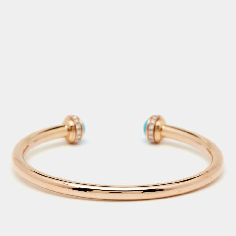 Pre Owned Piaget Possession Turquoise Diamond 18k Rose Gold Bracelet 15