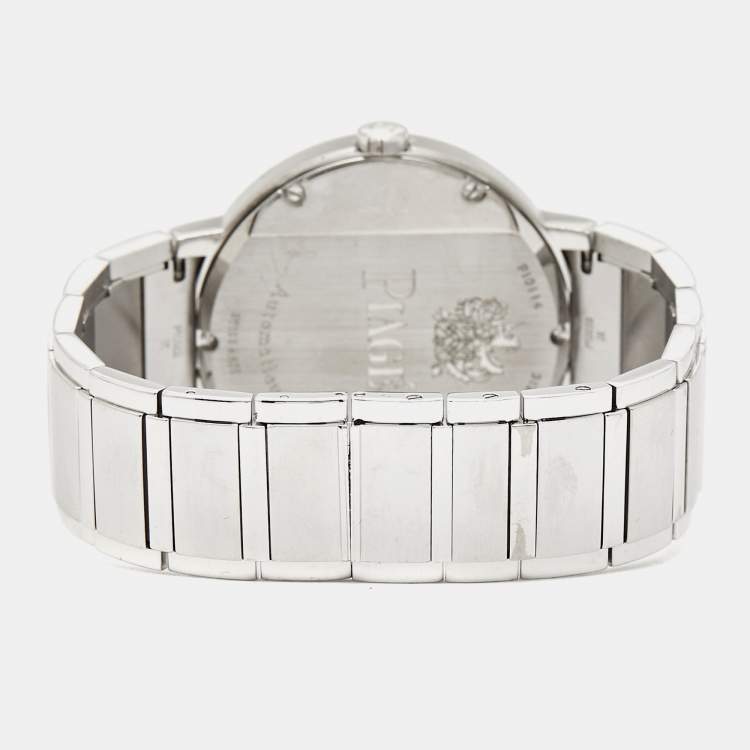 Pre Owned Piaget Black 18K White Gold Polo P10114 Unisex Wristwatch 38 mm