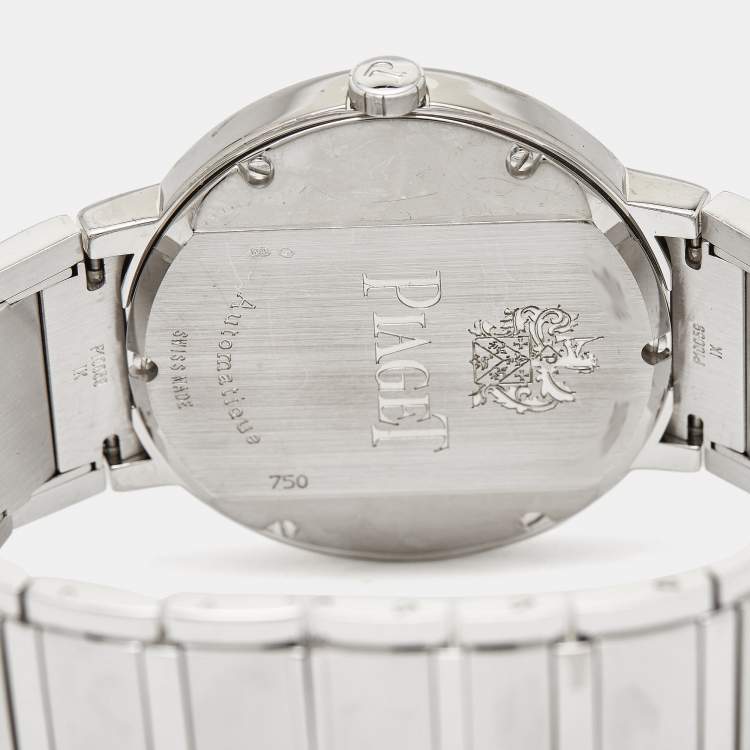 Pre Owned Piaget Black 18K White Gold Polo P10114 Unisex Wristwatch 38 mm