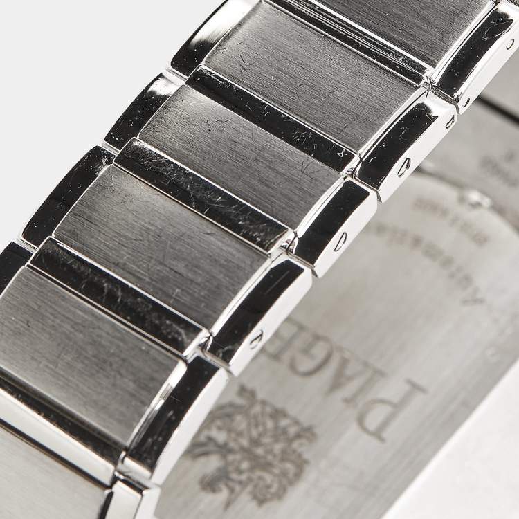 Pre Owned Piaget Black 18K White Gold Polo P10114 Unisex Wristwatch 38 mm