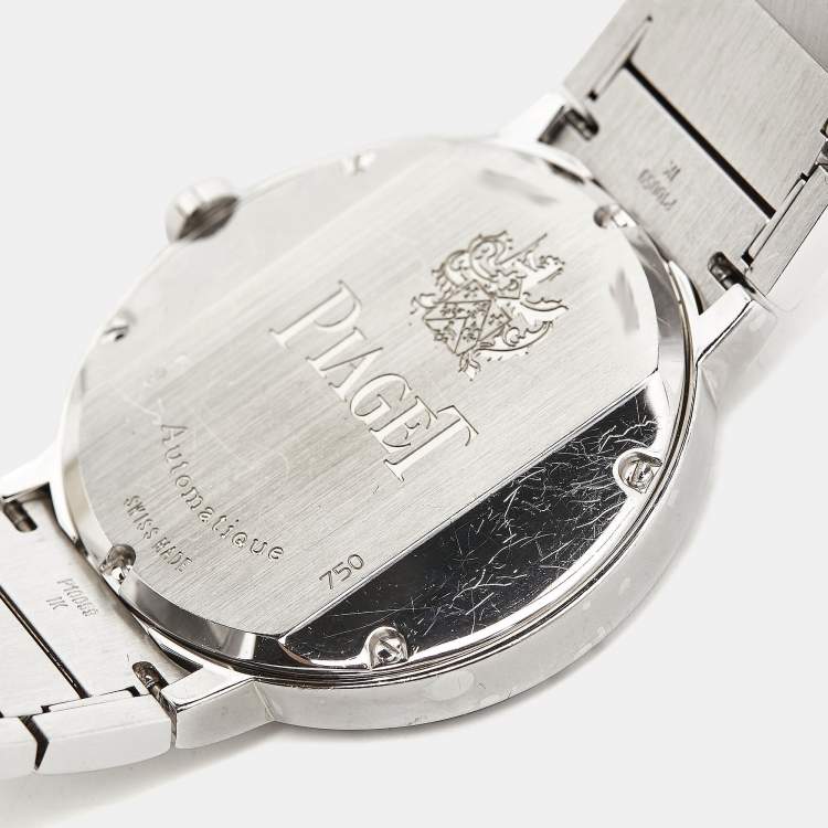 Pre Owned Piaget Black 18K White Gold Polo P10114 Unisex Wristwatch 38 mm