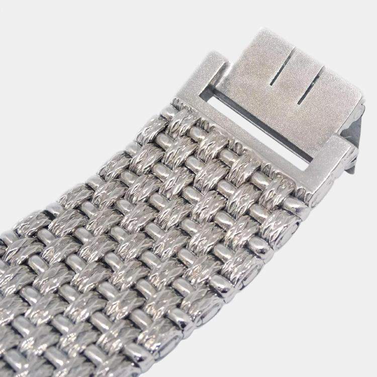 Pre Owned Piaget Black Diamond 18k White Gold Vintage 9131D23 Women's Wristwatch 23 mm