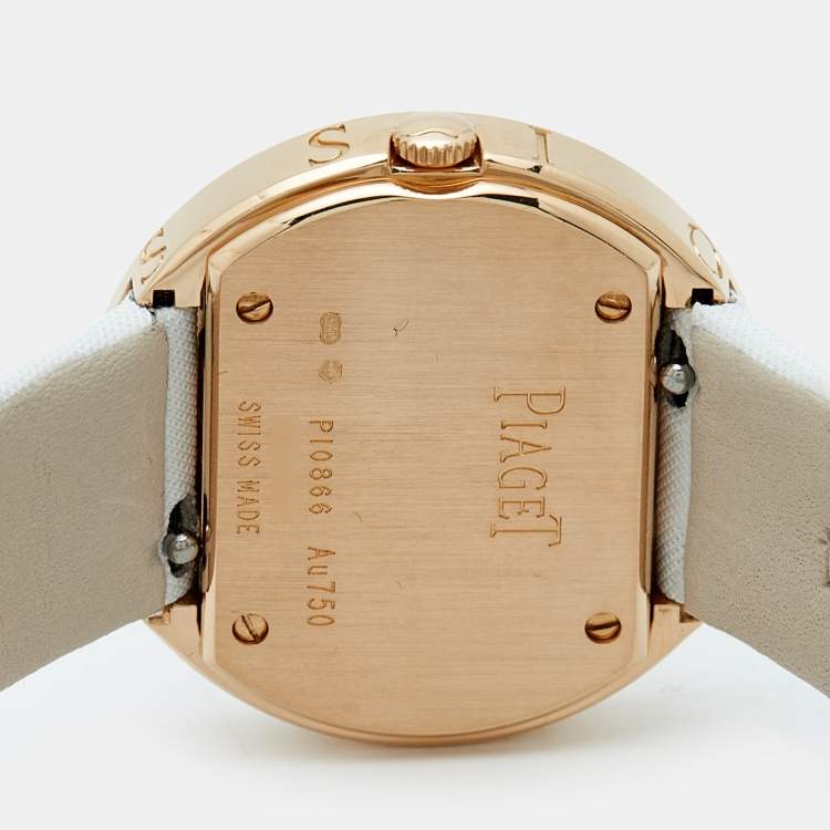 Pre Owned Piaget Silver 18K Rose Gold Diamond Satin Possession GOA36188 Women's Wristwatch 29 mm